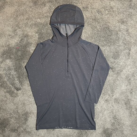 Lululemon Swiftly Tech Hooded 1/2 Zip Long Sleeve Size 10 Nebula Grey White Read - Picture 1 of 14